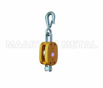 REGULAR WOOD BLOCK SINGLE SHEAVE WITH HOOK