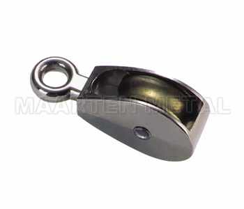 SINGLE WHEEL PULLEY FIXED RING ZINC CAST NICKLE PLATED