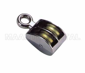 DOUBLE WHEEL PULLEY FIXED RING ZINC CAST NICKLE PLATED