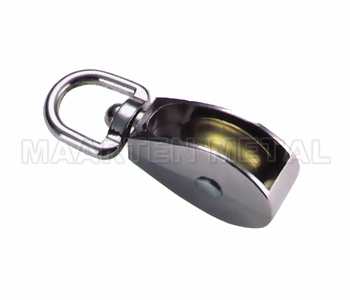 SINGLE WHEEL PULLEY SWIVEL RING ZINC CAST NICKLE PLATED