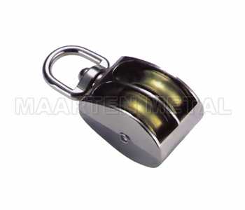 DOUBLE WHEEL PULLEY SWIVEL RING ZINC CAST NICKLE PLATED